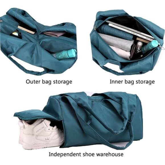 Yoga Gym Bag for Women with Shoes Compartment & Wet Dry Storage Pockets - Picture 3 of 6